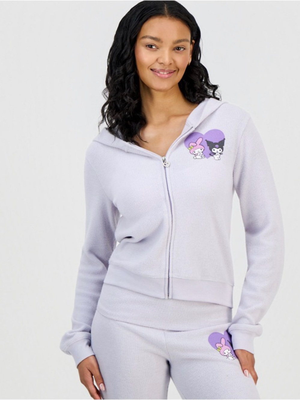Hello Kitty Lavender Zip-Up Hoodie with  Graphic